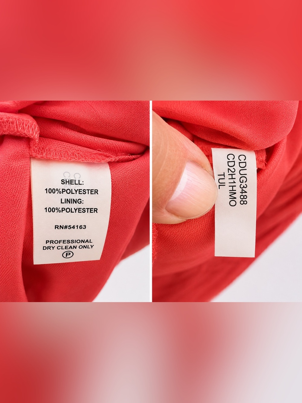 Calvin Klein‎ Sleeveless V-Neck Coral-Red Chiffon Cocktail Dress - Picture 5 of 5